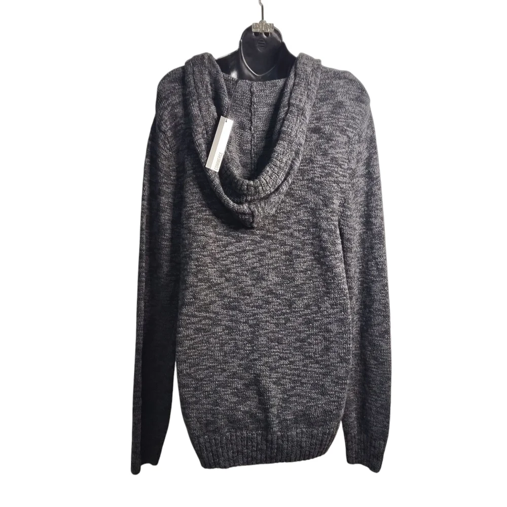 Commerce Men's Black Gray Hooded Longsleeve Sweater Size Small NWT